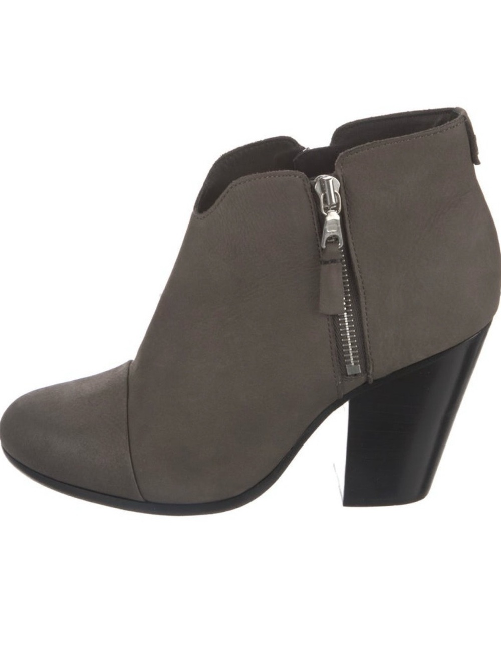 Rag and Bone Gray Nubuck Boots with Side Zip
